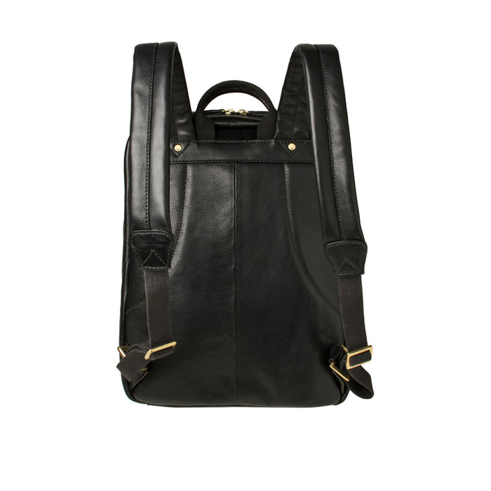 Flint Black Leather  Backpack