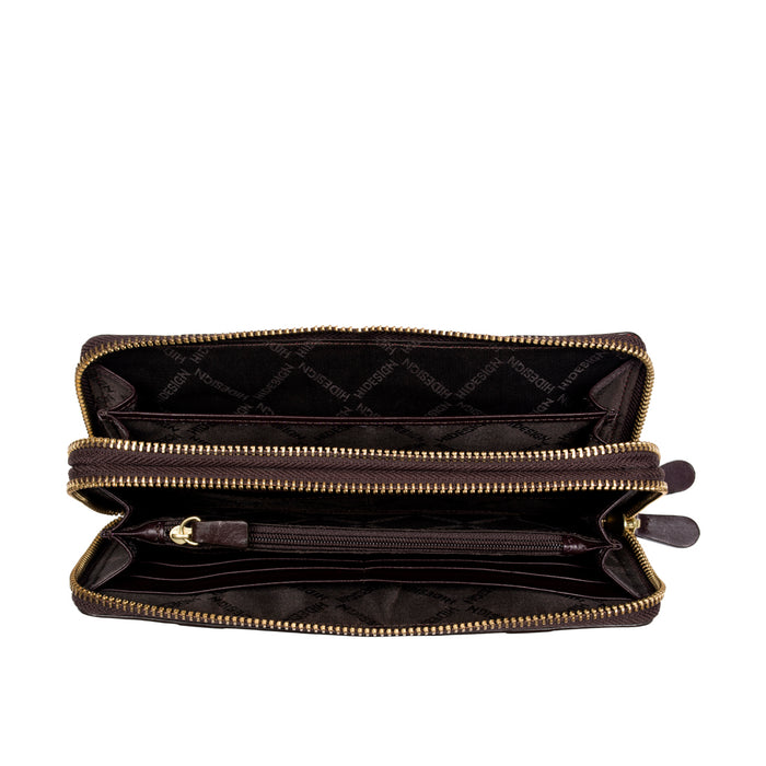 Freedom W1 Brown Leather Double Zip Around Wallet