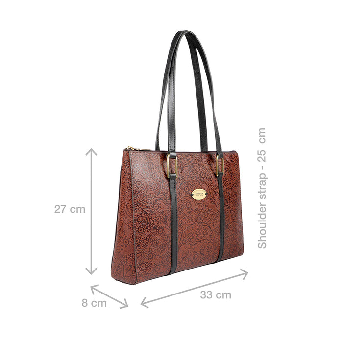 Fuschia 02 Sb Brown Leather Tote Bag