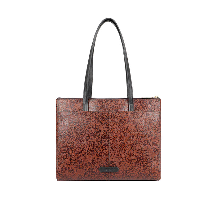 Fuschia 02 Sb Brown Leather Tote Bag