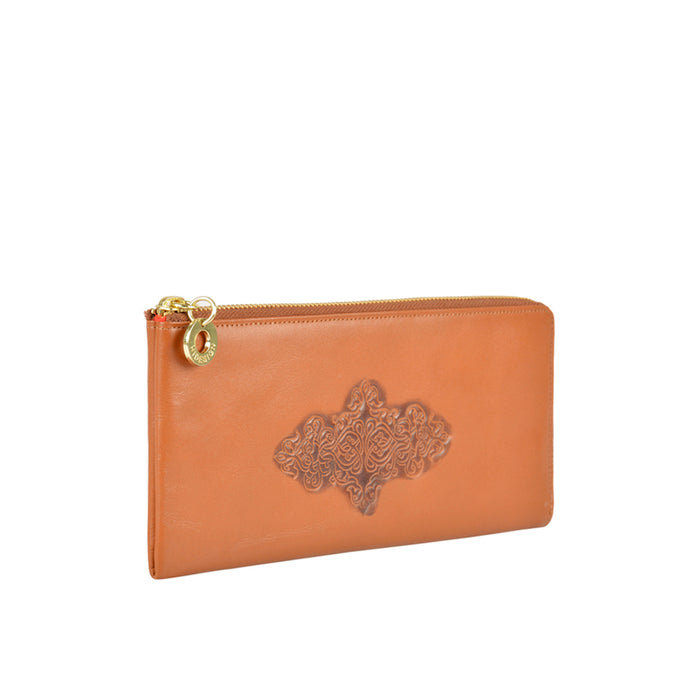 Gelda W2  Tan Leather Zip Around Wallet