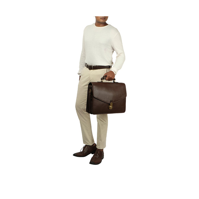 Gi First Brown Leather  Briefcase
