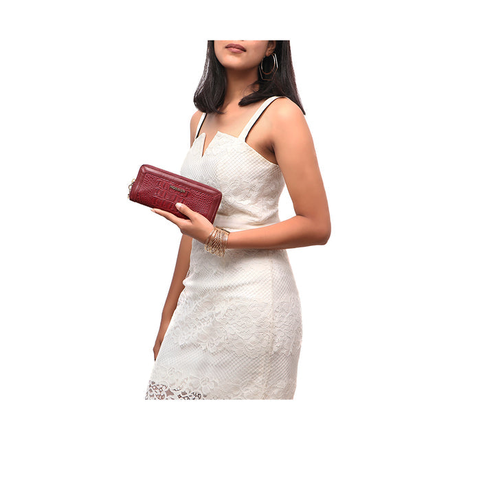 Glam W1  Marsala Leather Zip Around Wallet