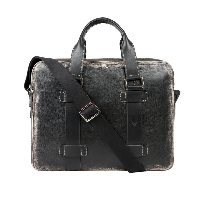 Grunge 02 Black Leather  Briefcase