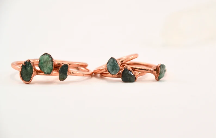 Handmade Copper Emerald Ring