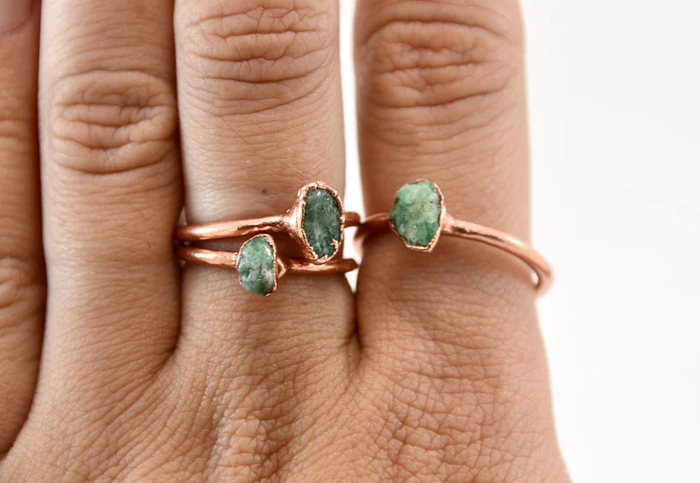 Handmade Copper Emerald Ring