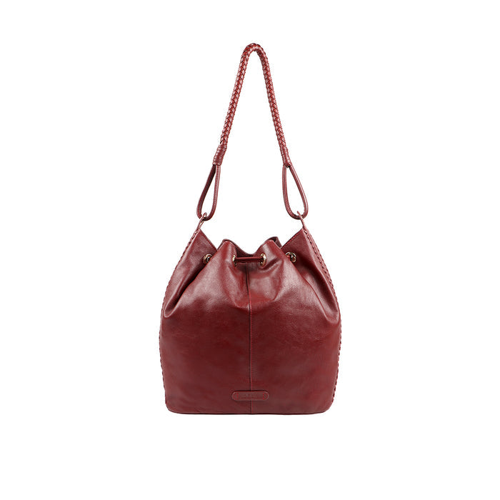 Hannah 01 Marsala Leather Draw String Bag