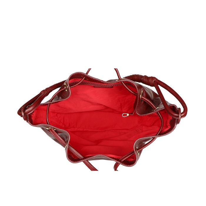 Hannah 01 Marsala Leather Draw String Bag