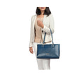 Indie 02 Blue Leather Tote Bag