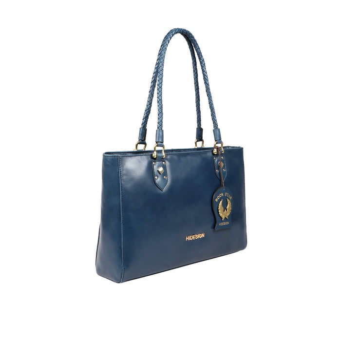 Indie 02 Blue Leather Tote Bag