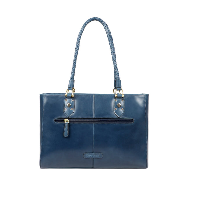 Indie 02 Blue Leather Tote Bag