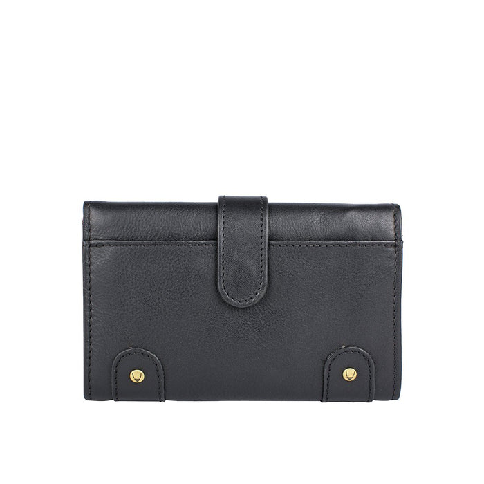 Intercato 10  Black Leather Trifold Wallet
