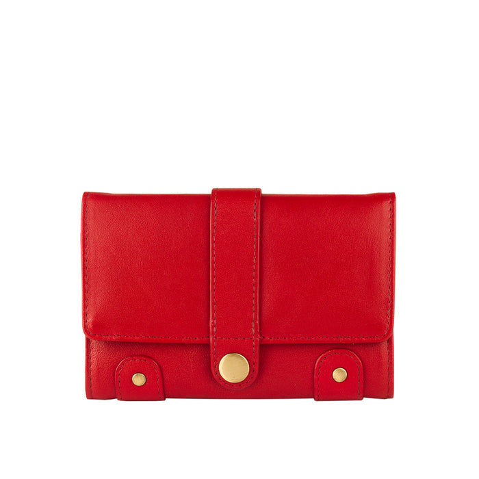 Intercato 10  Red Leather Trifold Wallet