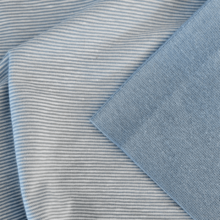 Jersey | Cotton - Tidal Blue Pinstripe - Fabric + Flow Textile Co.