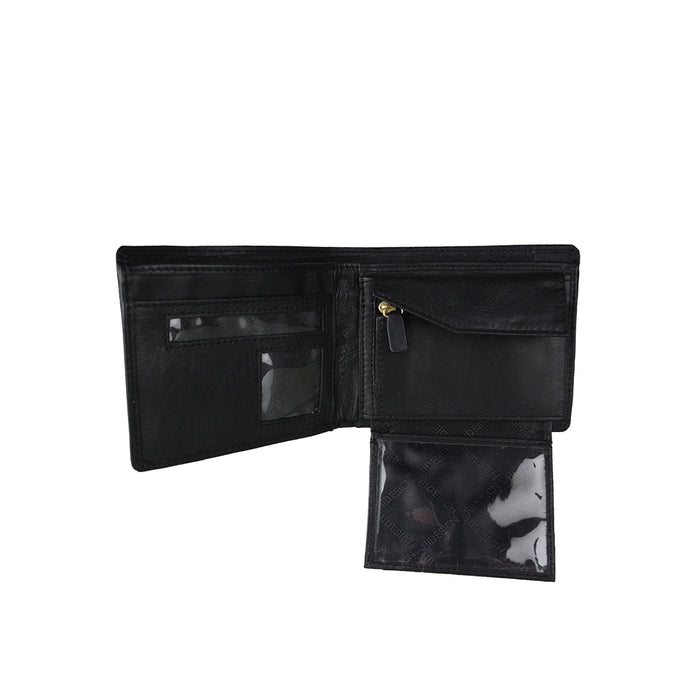 L106 N  Black Leather Bi-Fold Wallet