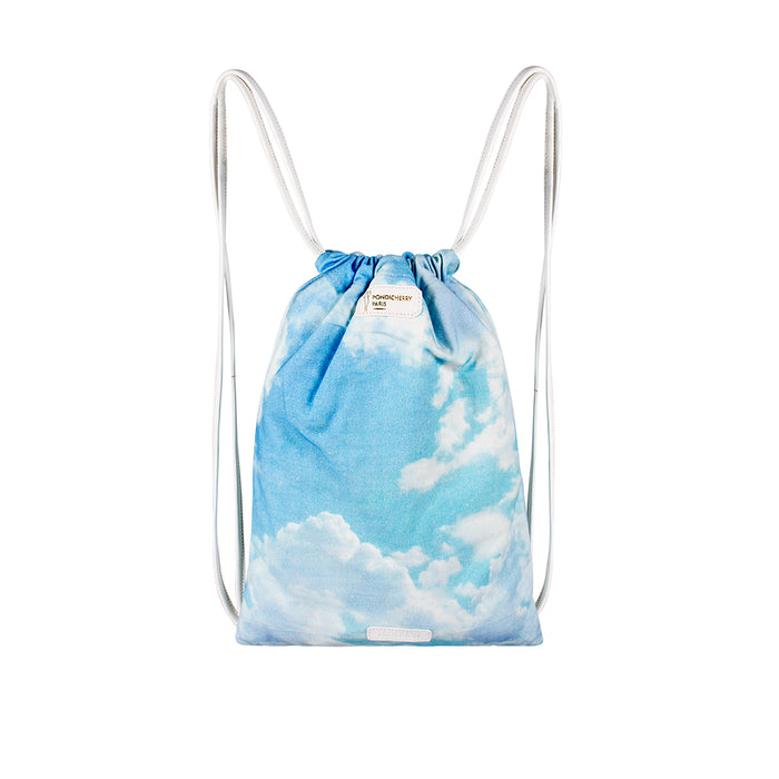 La Seb (C) Blue Leather  Draw String Bag