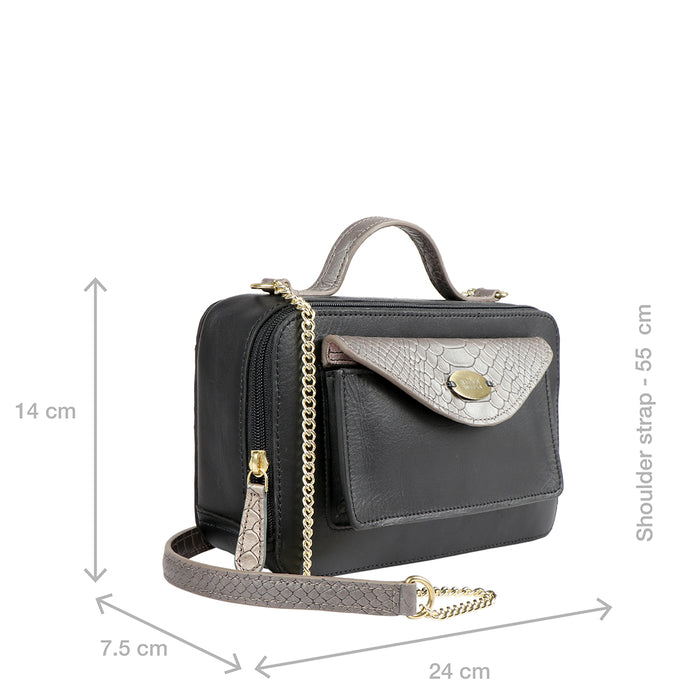 Lilac 02 Sb Black Leather Satchel