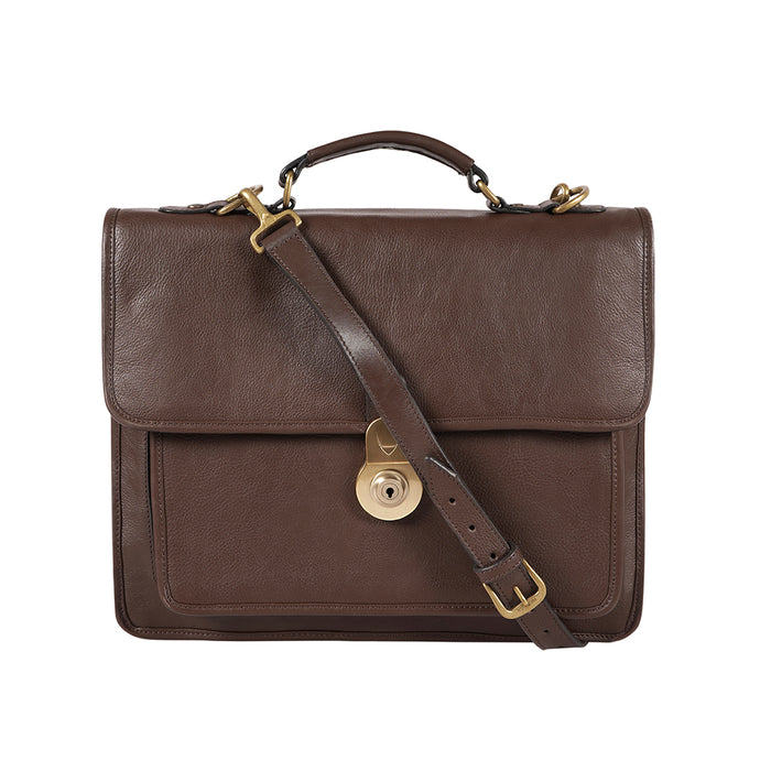 Lucca Brown Leather  Briefcase