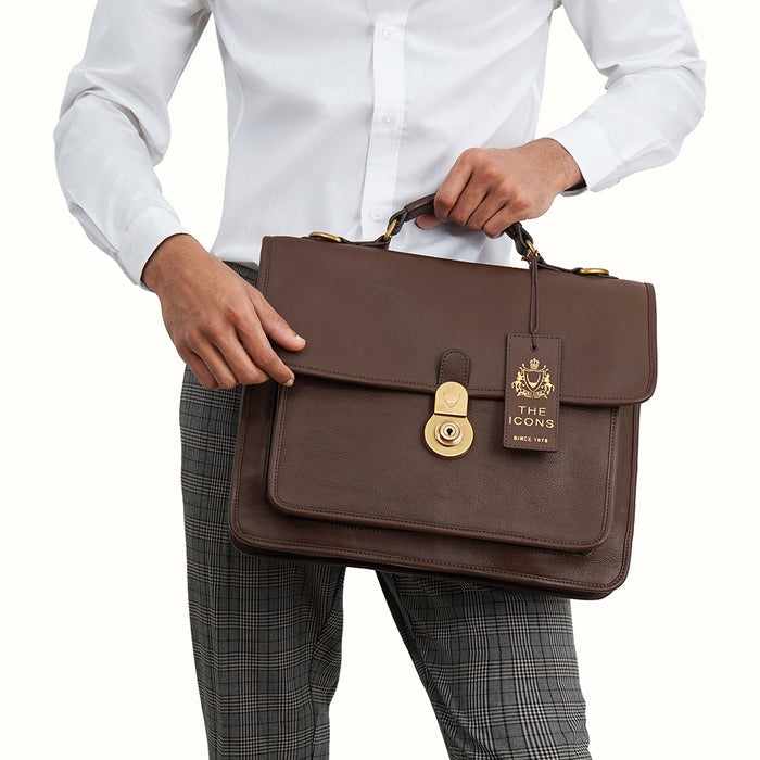 Lucca Brown Leather  Briefcase