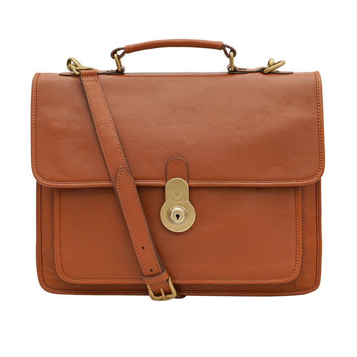 Lucca Tan Leather  Briefcase