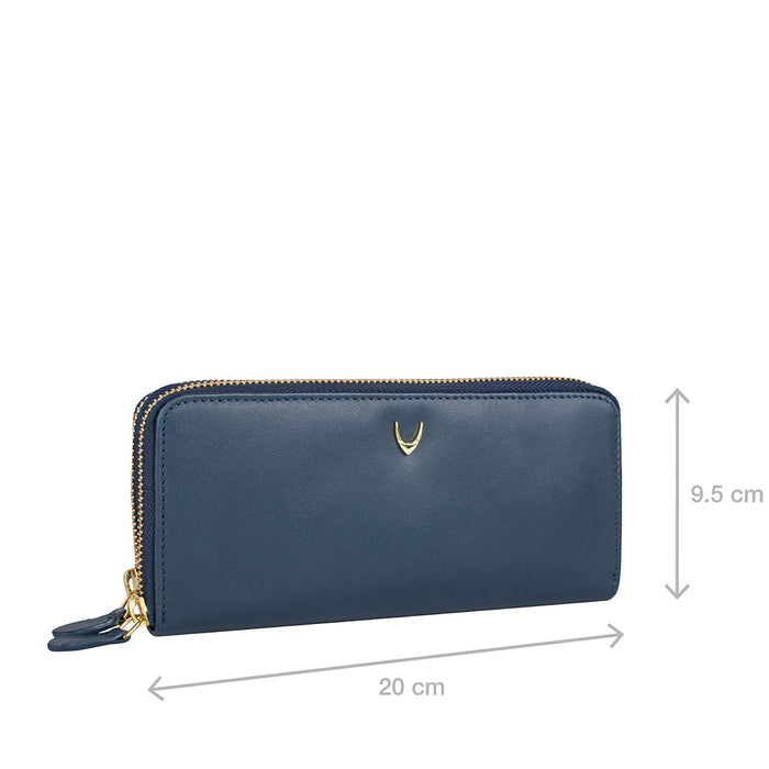 Martina  Blue Leather Double Zip Around Wallet