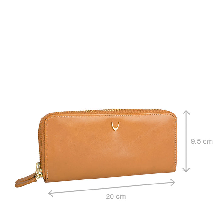 Martina  Brown Leather Double Zip Around Wallet