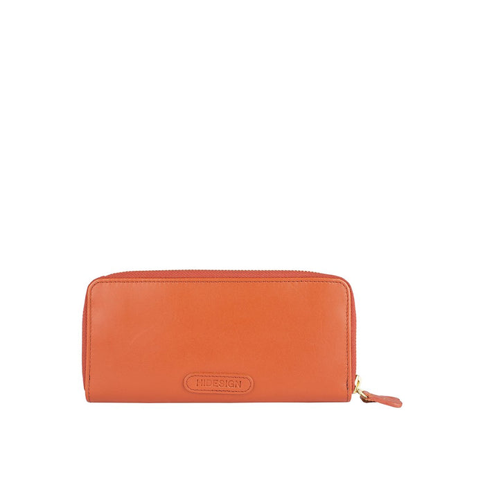Martina  Orange Leather Double Zip Around Wallet