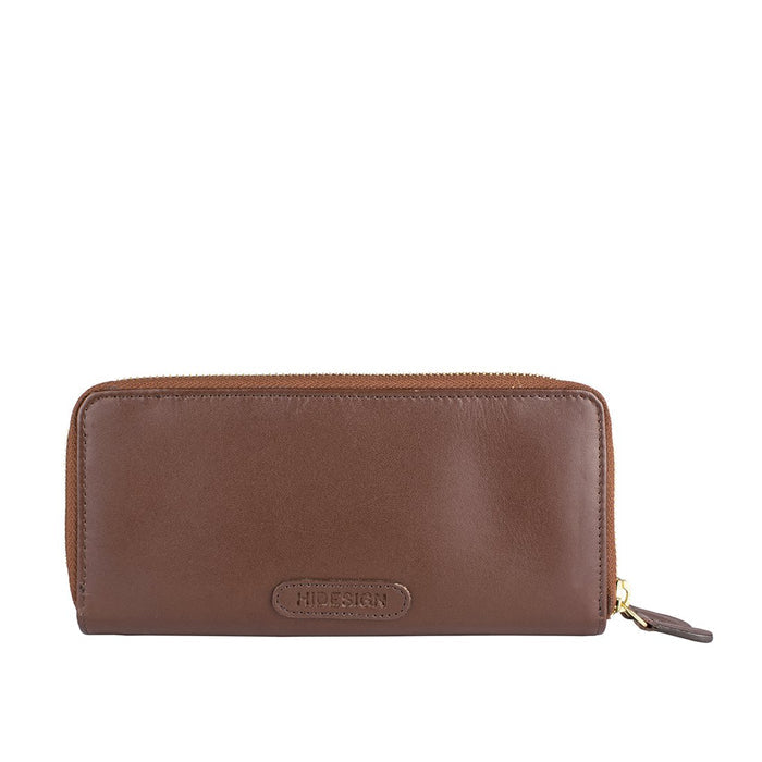 Martina  Tan Leather Double Zip Around Wallet