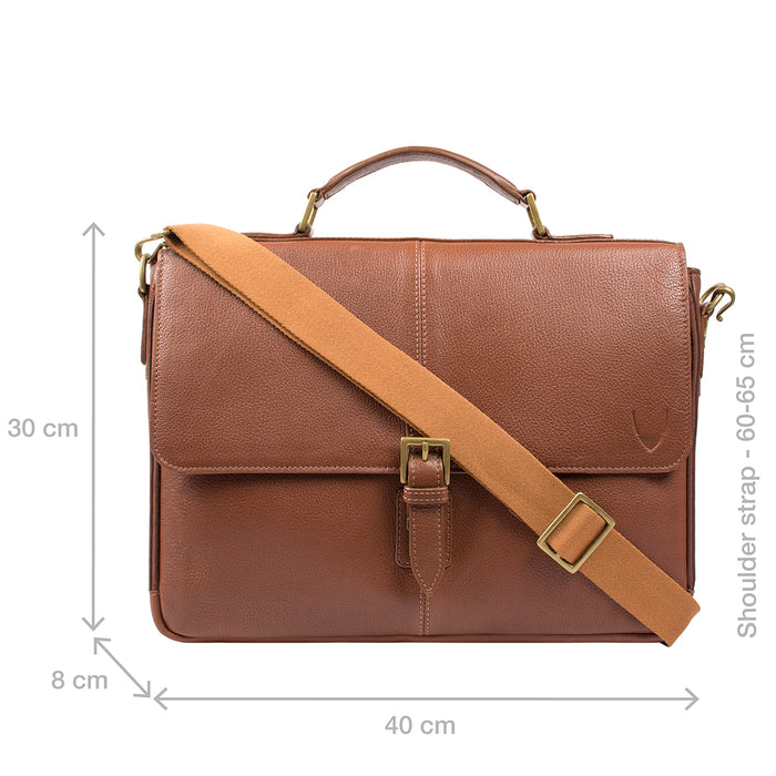 Merlin 01 Tan Leather  Briefcase