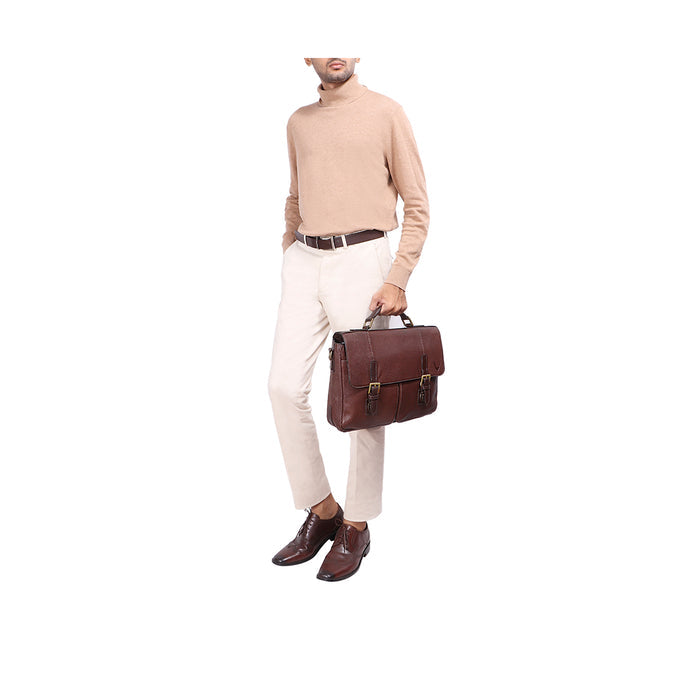 Merlin 02 Brown Leather  Briefcase