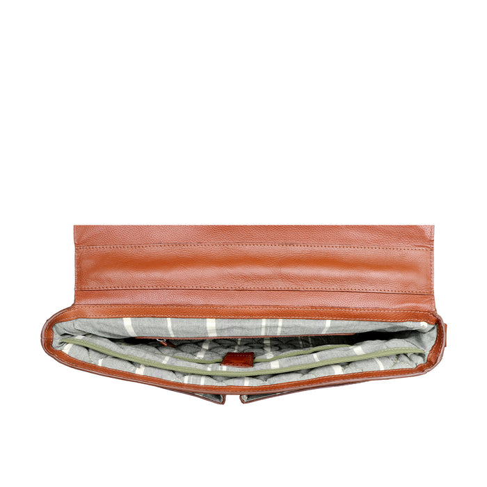 Merlin 02 Tan Leather  Briefcase