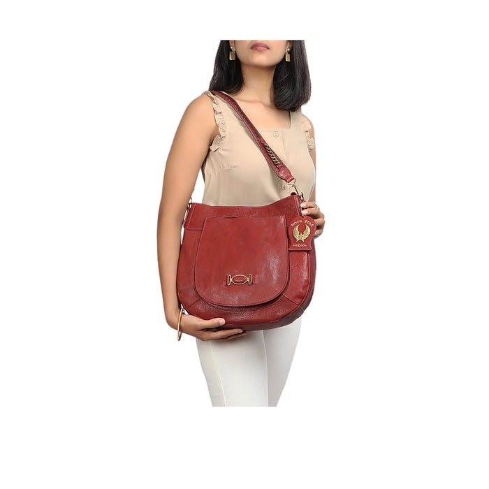 Metal 02 Marsala Leather Shoulder Bag