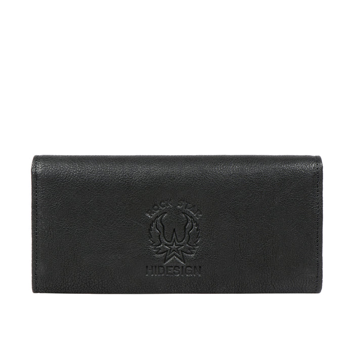 Metal W2  Black Leather Trifold Wallet