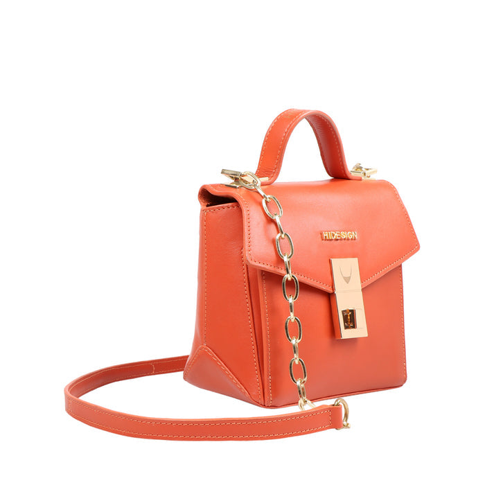 Midnight 01 Orange Leather Satchel