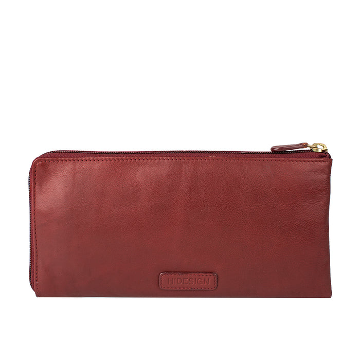 Mina W4  Red Leather Zip Around Wallet