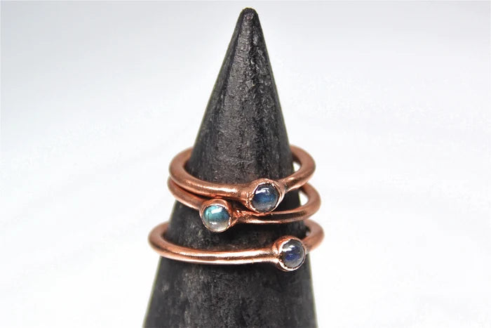 Mini Labradorite Copper Stacking Ring