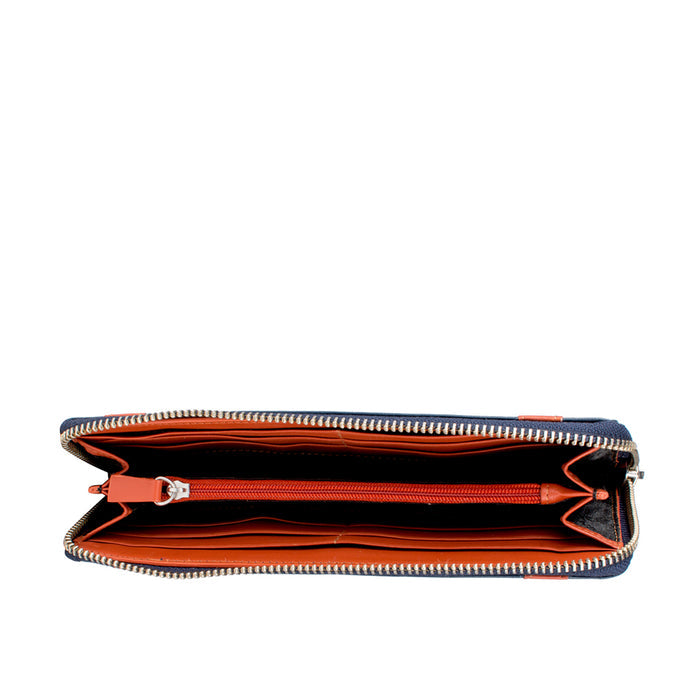 Missy W2 Blue Leather Zip Around Wallet