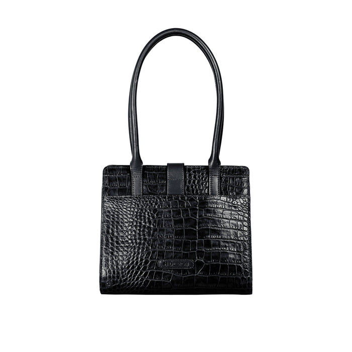 Mocha 01 Black Leather Shoulder Bag