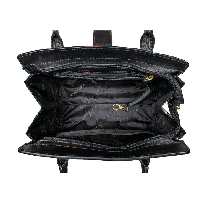 Mocha 01 Black Leather Shoulder Bag