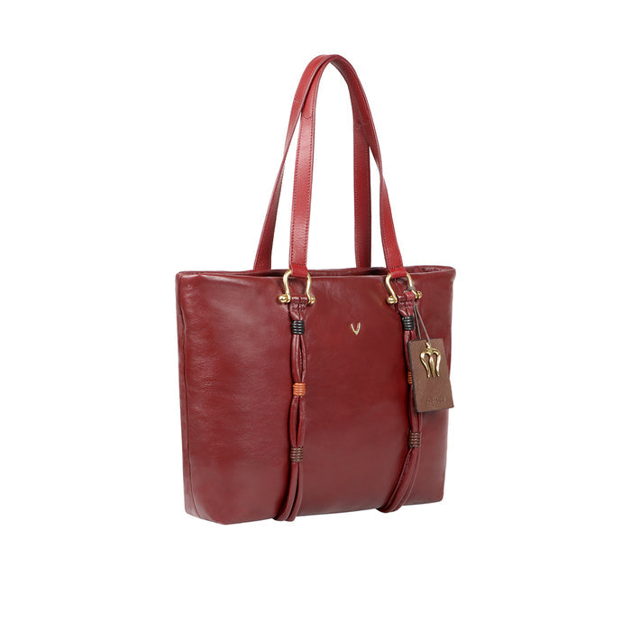 Moksha 01 Red Leather Tote Bag