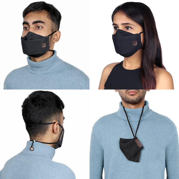 Ninja Black Leather Face Mask