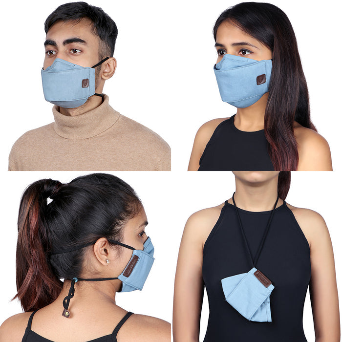 Ninja Blue Leather Face Mask