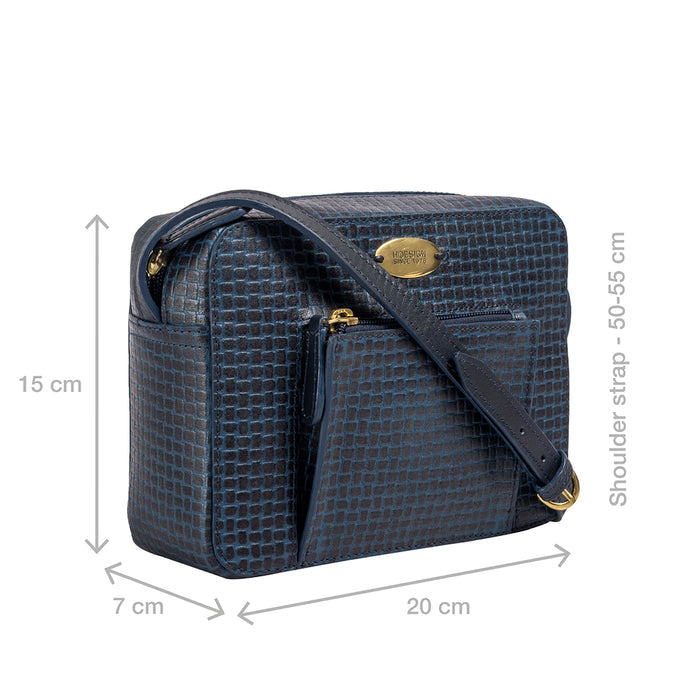 Nyle 01 Sb Blue Leather Sling Bag
