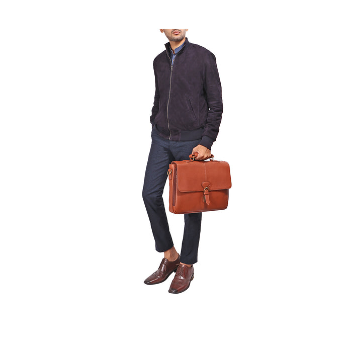 Parker 01 Tan Leather  Briefcase