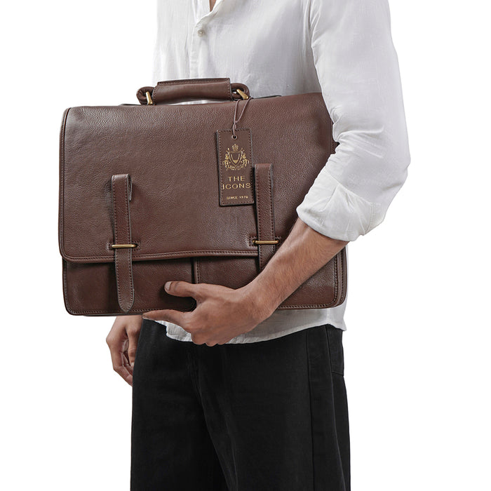 Parma Brown Leather  Briefcase