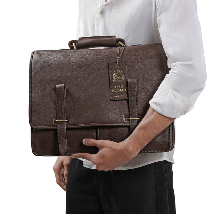 Parma Brown Leather  Briefcase