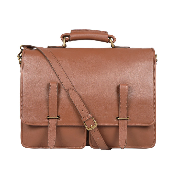 Parma Tan Leather  Briefcase