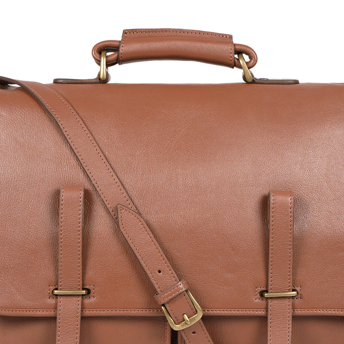 Parma Tan Leather  Briefcase