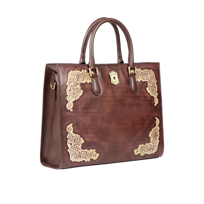 Pearl Hart 01 Brown Leather Laptop Bag