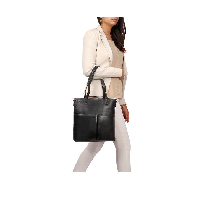 Pepper 01 Black Leather Satchel